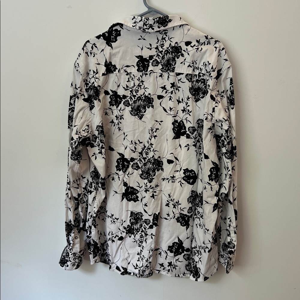 Men’s Rock Roll N Soul dress/casual Long sleeve shirt, 2XL black & white floral - Picture 8 of 8